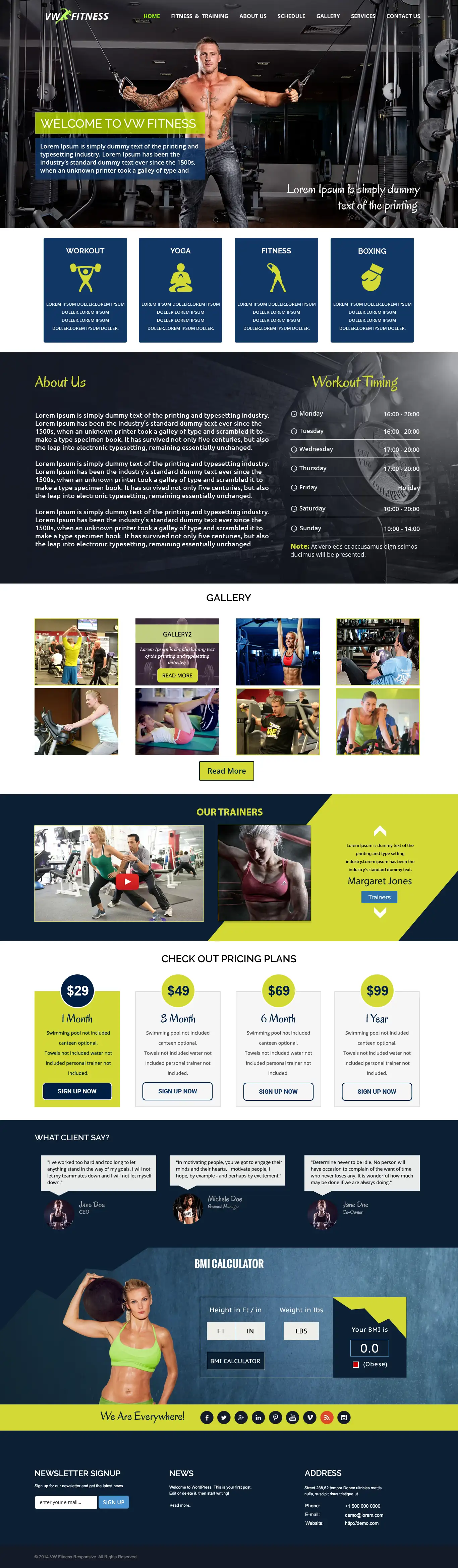 Premium Fitness WordPress Theme